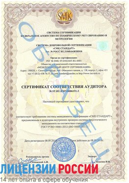 Образец сертификата соответствия аудитора №ST.RU.EXP.00006191-3 Еманжелинск Сертификат ISO 50001